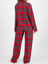 Plaid Collared Neck Button Up Top and Pants Lounge Set OutfitFlow